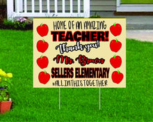 Load image into Gallery viewer, Apple Pattern Teacher Appreciation Custom Name Yard Sign