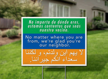 Load image into Gallery viewer, No Matter Where You Are Welcome Your Neighbors Yard Sign