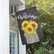 Load image into Gallery viewer, Welcome Sunflower Floral Fall House Flag 28" x 40" - Second East