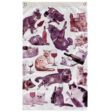 Load image into Gallery viewer, Cats with Wine Wall Flag - Meme Cuisine - Meme Flags