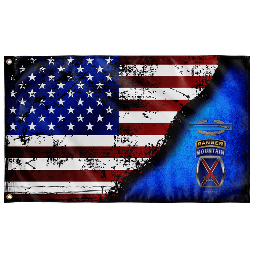 10th Mountain Tabbed CIB Stars & Stripes Flag Elite Flags Wall Flag - 36