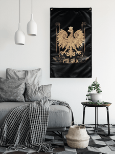 Polska Gold Polish Eagle One Sided Indoor Wall Flag -  - Polish Shirt Store