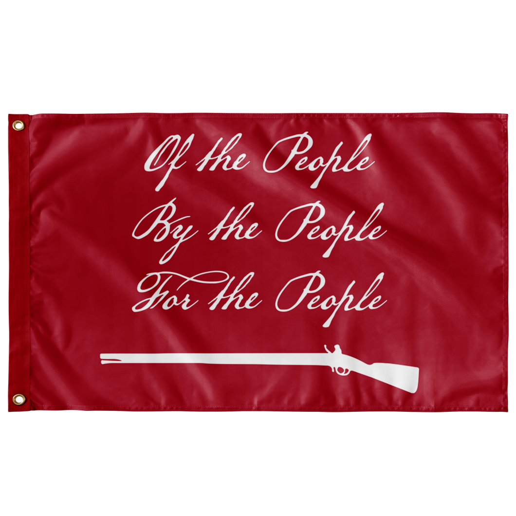 Of The People Red Background Color Single Sided Wall Flag