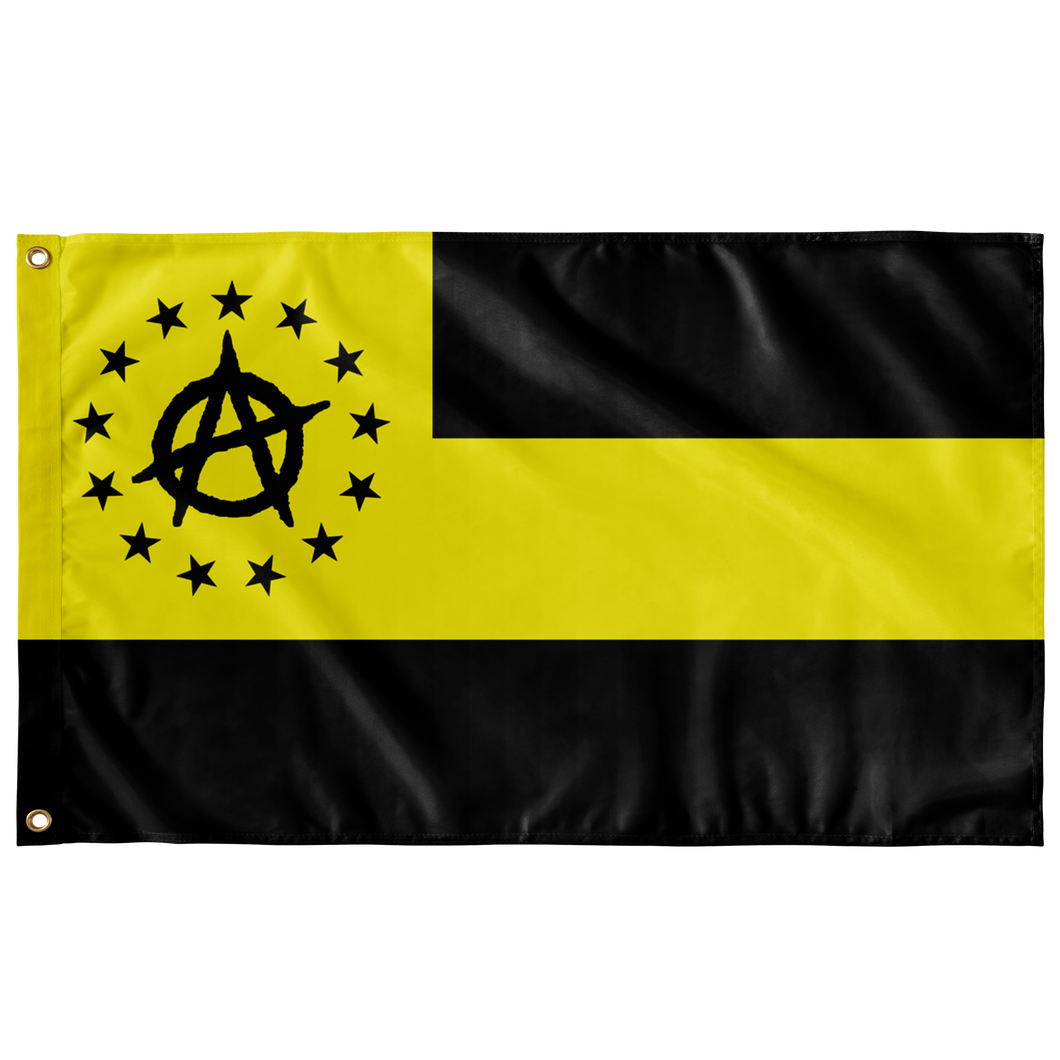 Ga Ancap Star Pattern Black And Yellow Color Single Sided Wall Flag