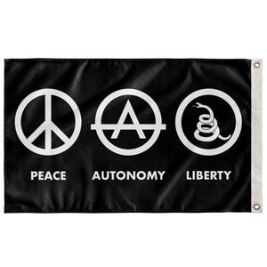 Peace Autonomy Liberty Black Background Double Sided Wall Flag