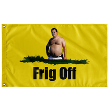 Load image into Gallery viewer, Frig Off Fat Man Yellow Background Single Sided Wall Flag
