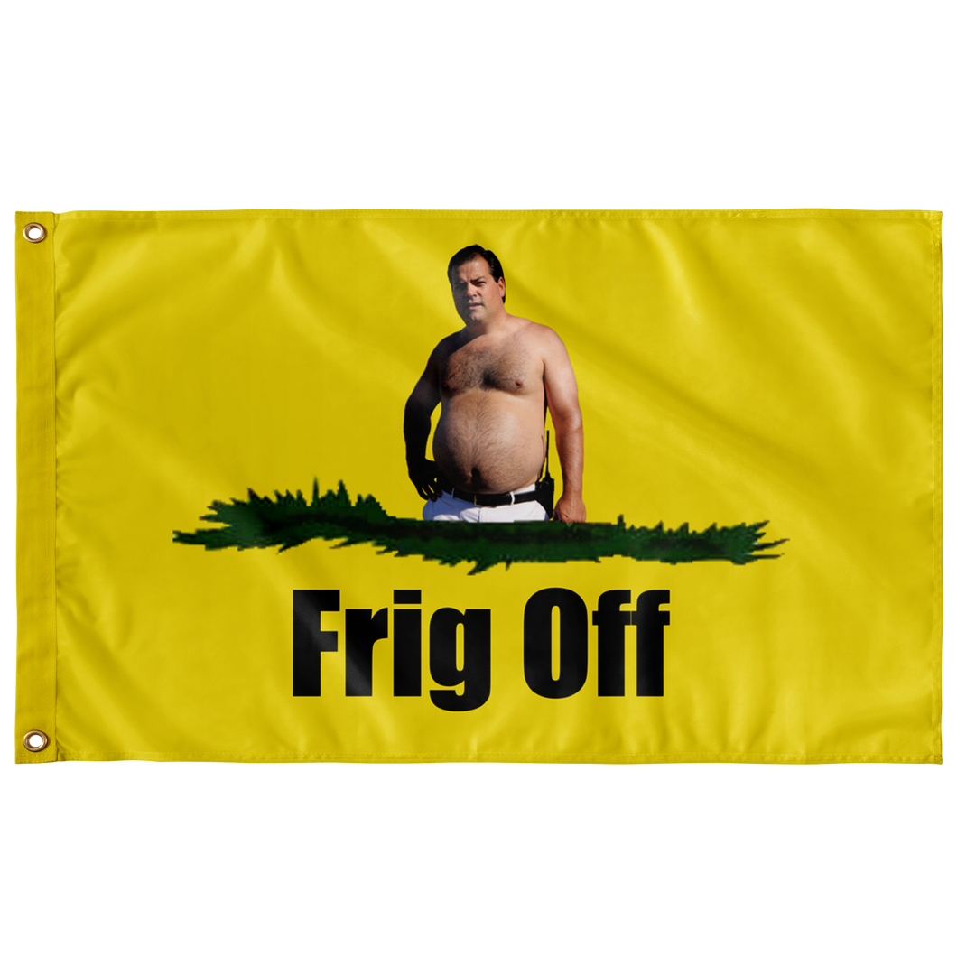 Frig Off Fat Man Yellow Background Single Sided Wall Flag