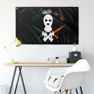 Tiocfaidh Ár Lá Black Background Single Sided Wall Flag