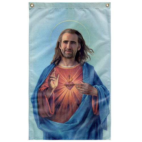 Nicolas Cage as Jesus Wall Flag - Meme Cuisine - Meme Flags