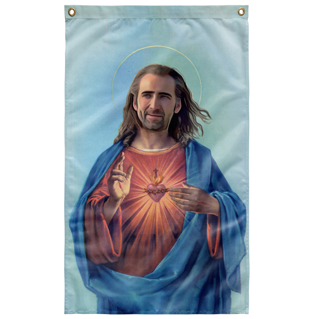 Nicolas Cage as Jesus Wall Flag - Meme Cuisine - Meme Flags