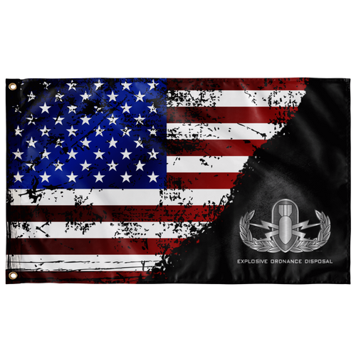 EOD (Basic) Stars & Stripes Black Flag Elite Flags Wall Flag - 36