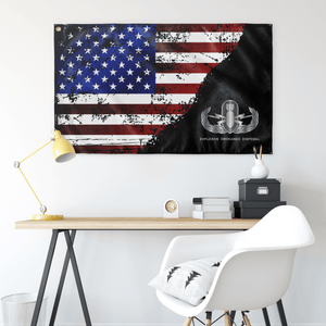 EOD (Basic) Stars & Stripes Black Flag Elite Flags Wall Flag - 36"x60"