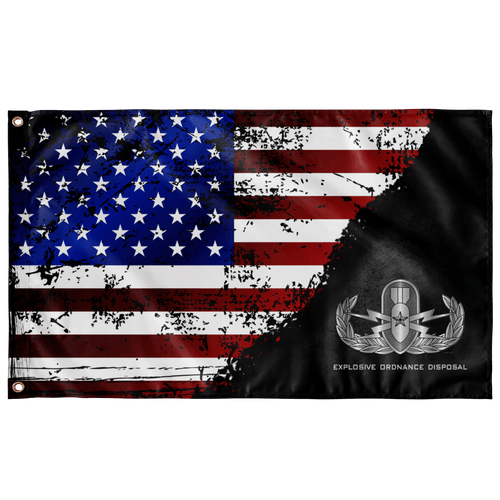 EOD (Senior) Stars & Stripes Black Flag Elite Flags Wall Flag - 36