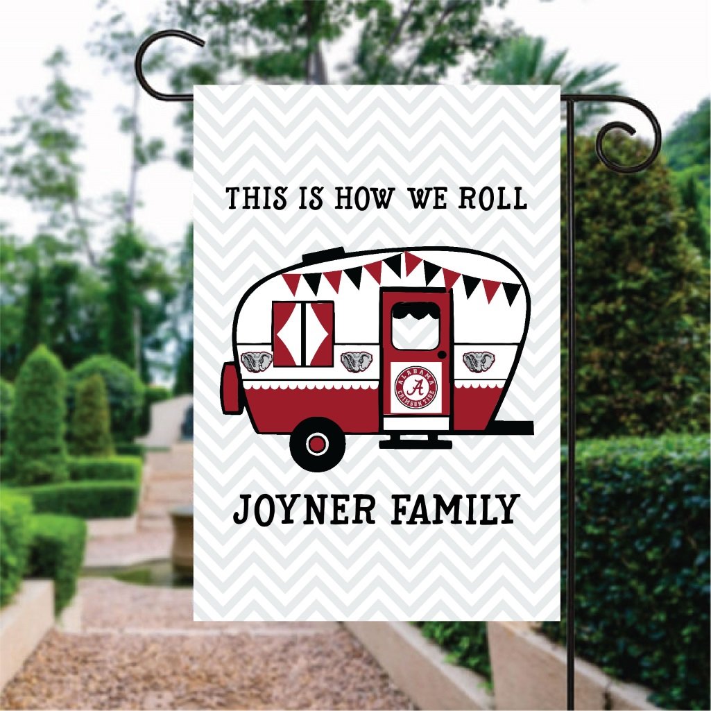 This Is How We Roll Red Camper Car Custom Name Garden Flag