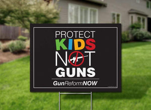 Protect  Not Guns Black Background Yard Sign