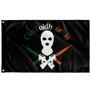 Tiocfaidh Ár Lá Black Background Single Sided Wall Flag