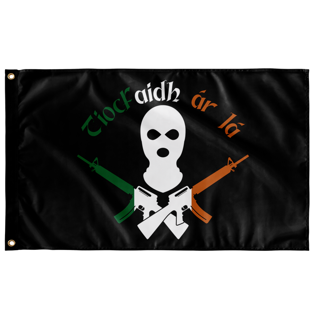 Tiocfaidh Ár Lá Black Background Single Sided Wall Flag