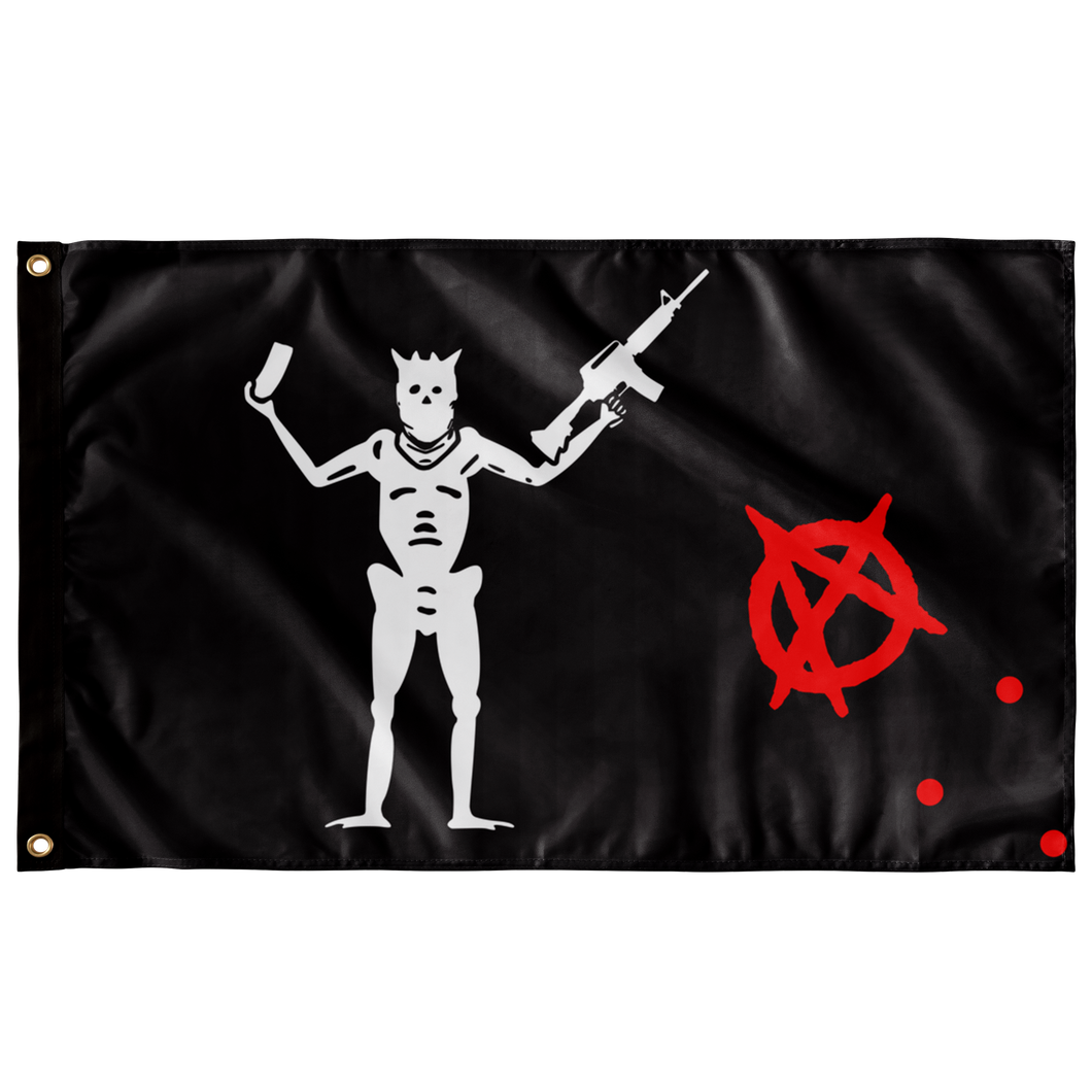 Blackbeard Man Get The Gun Single Sided Wall Flag