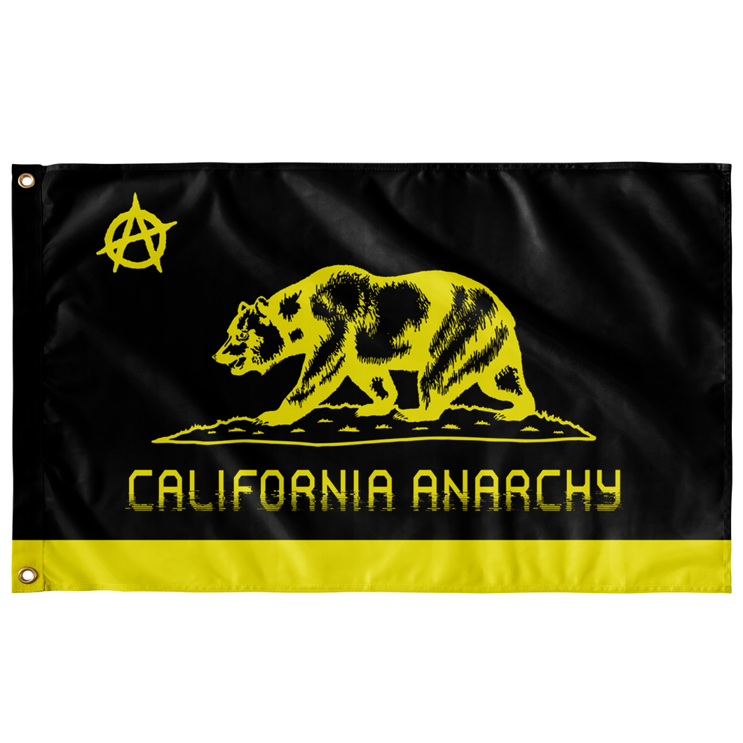 Ca Ancap Yellow Bear California Anarchy Single Sided Wall Flag