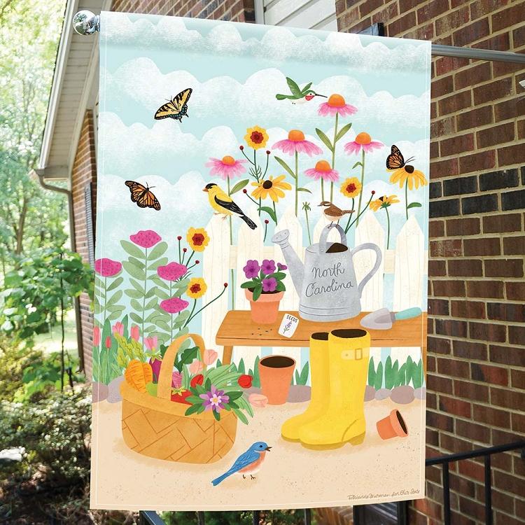 Springtime Garden House Flag