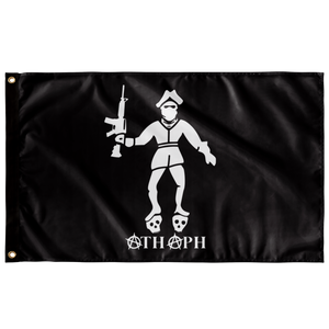 Bartholomew Roberts Single Sided Black Background Wall Flag