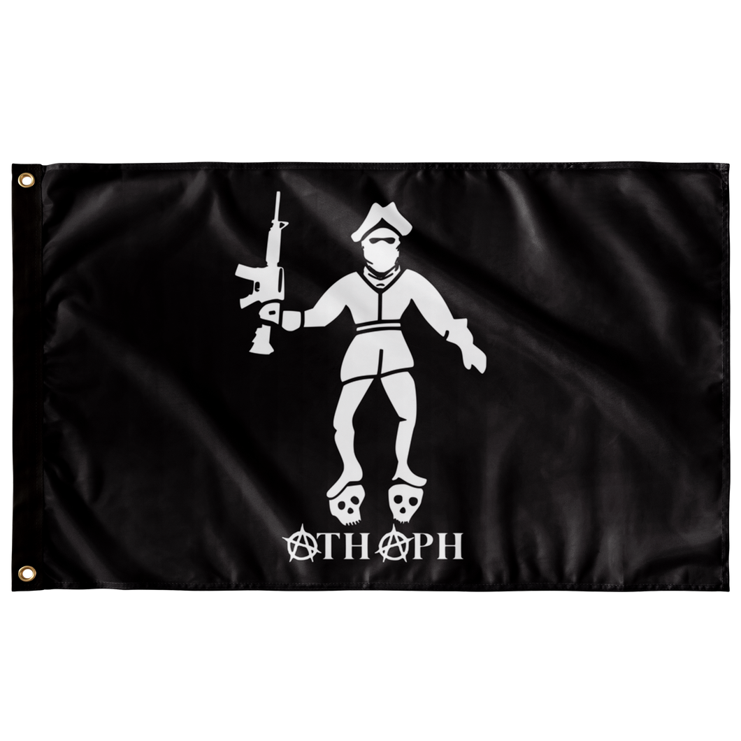 Bartholomew Roberts Single Sided Black Background Wall Flag