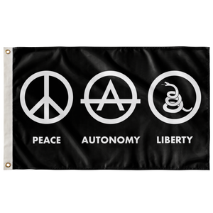 Peace Autonomy Liberty Black Background Double Sided Wall Flag