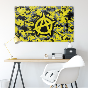 Digital Ancap Single Sided Yellow Gray And Black Color Wall Flag