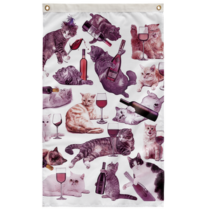 Cats with Wine Wall Flag - Meme Cuisine - Meme Flags