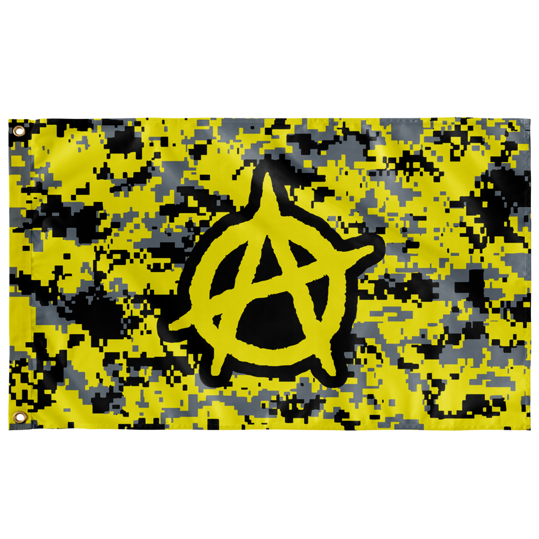 Digital Ancap Single Sided Yellow Gray And Black Color Wall Flag